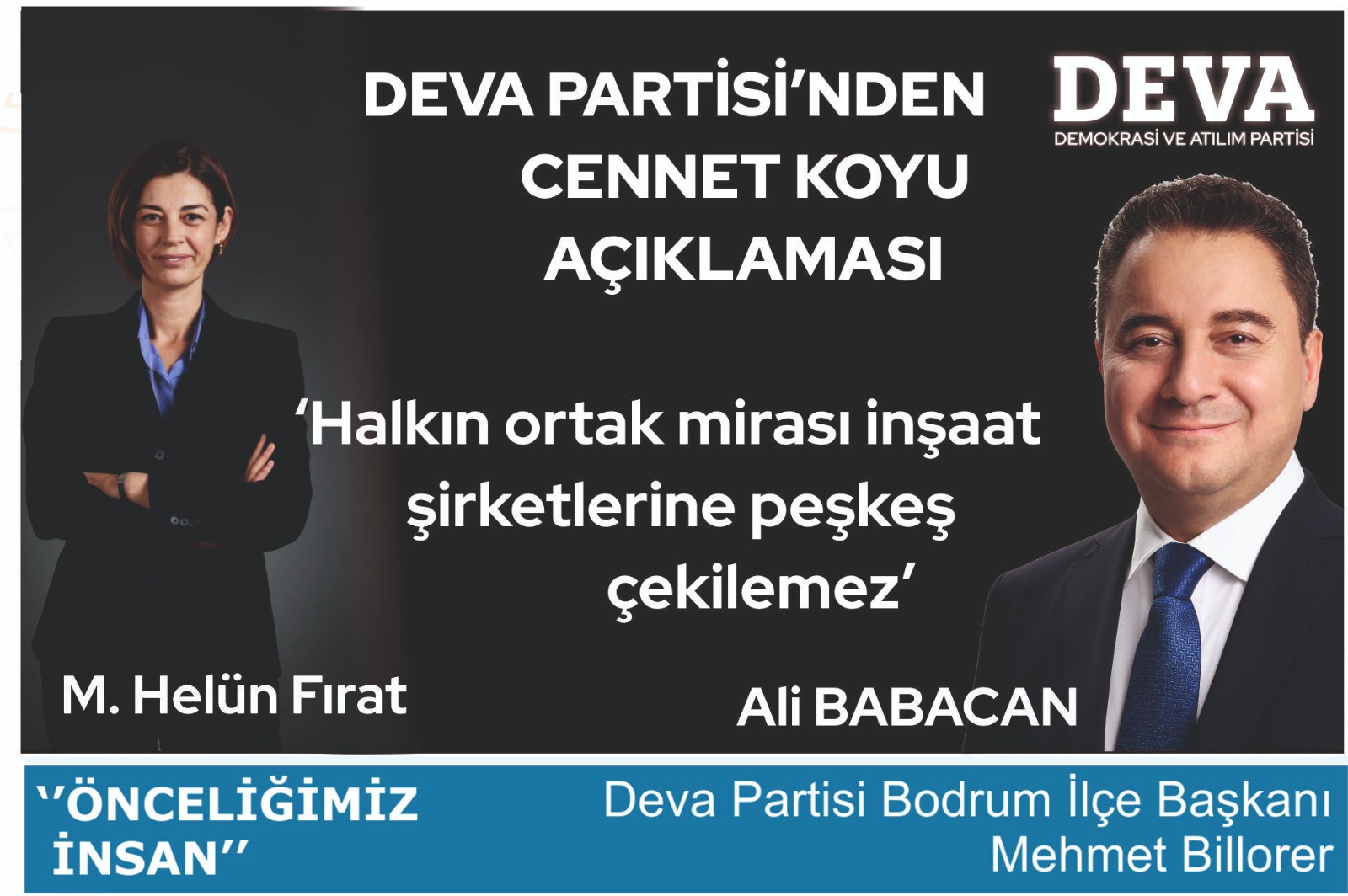 DEVA PARTİSİ BODRUM İLÇE BAŞKANI MEHMET BİLLORER;