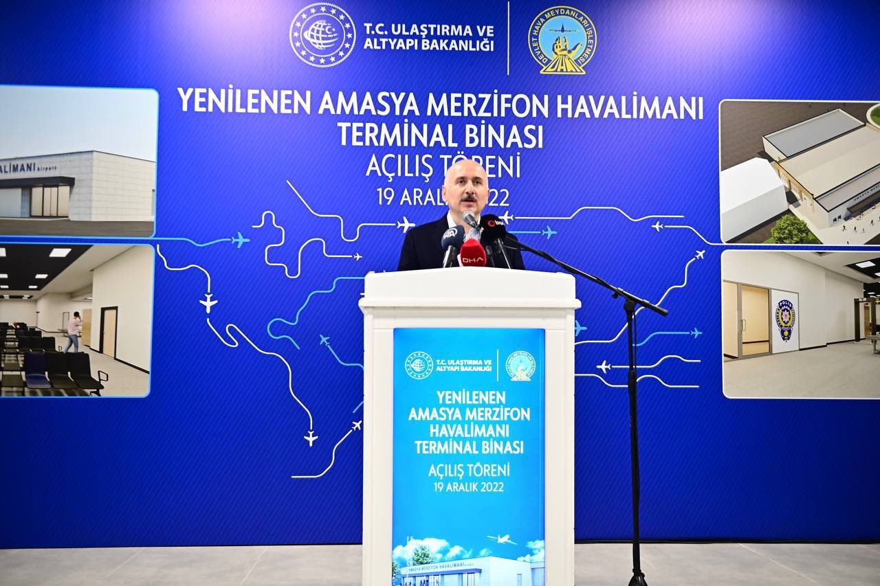 KARAİSMAİLOĞLU:  AMASYA MERZİFON HAVALİMANI YENİ TERMİNAL BİNASI İLE KAPASİTEYİ 700 BİN YOLCUNUN ÜZERİNE ÇIKARDIK