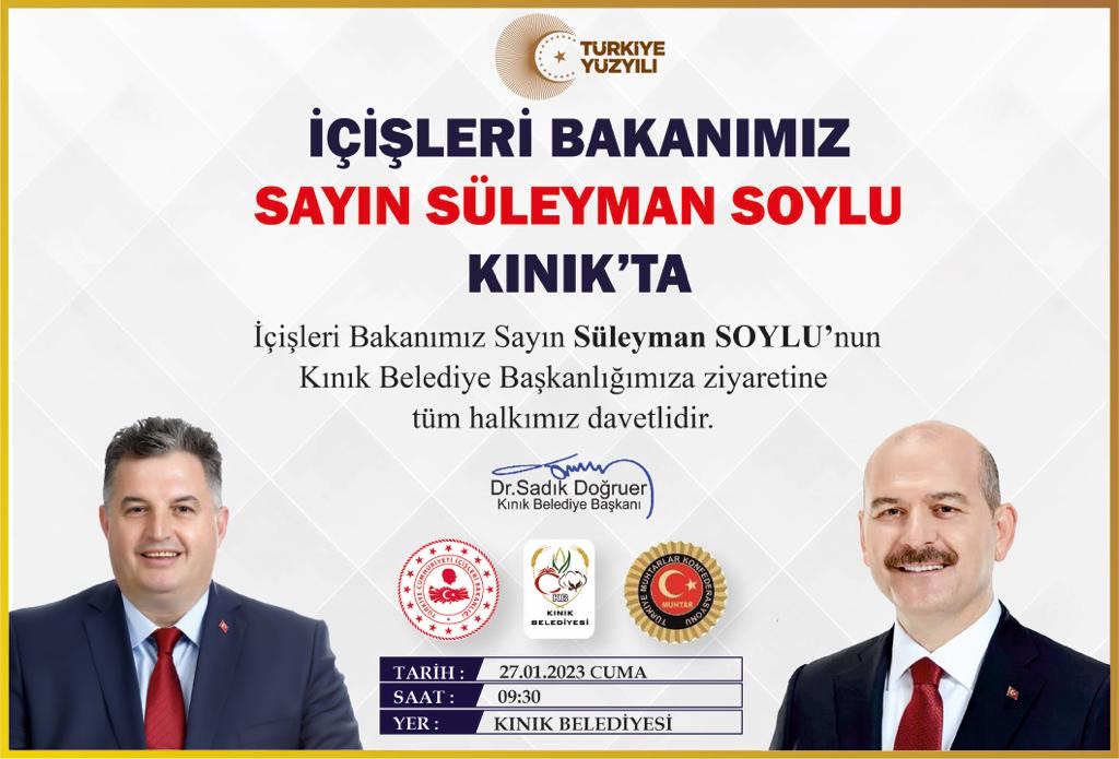 İçişleri Bakanı Süleyman Soylu Kınık’a Geliyor