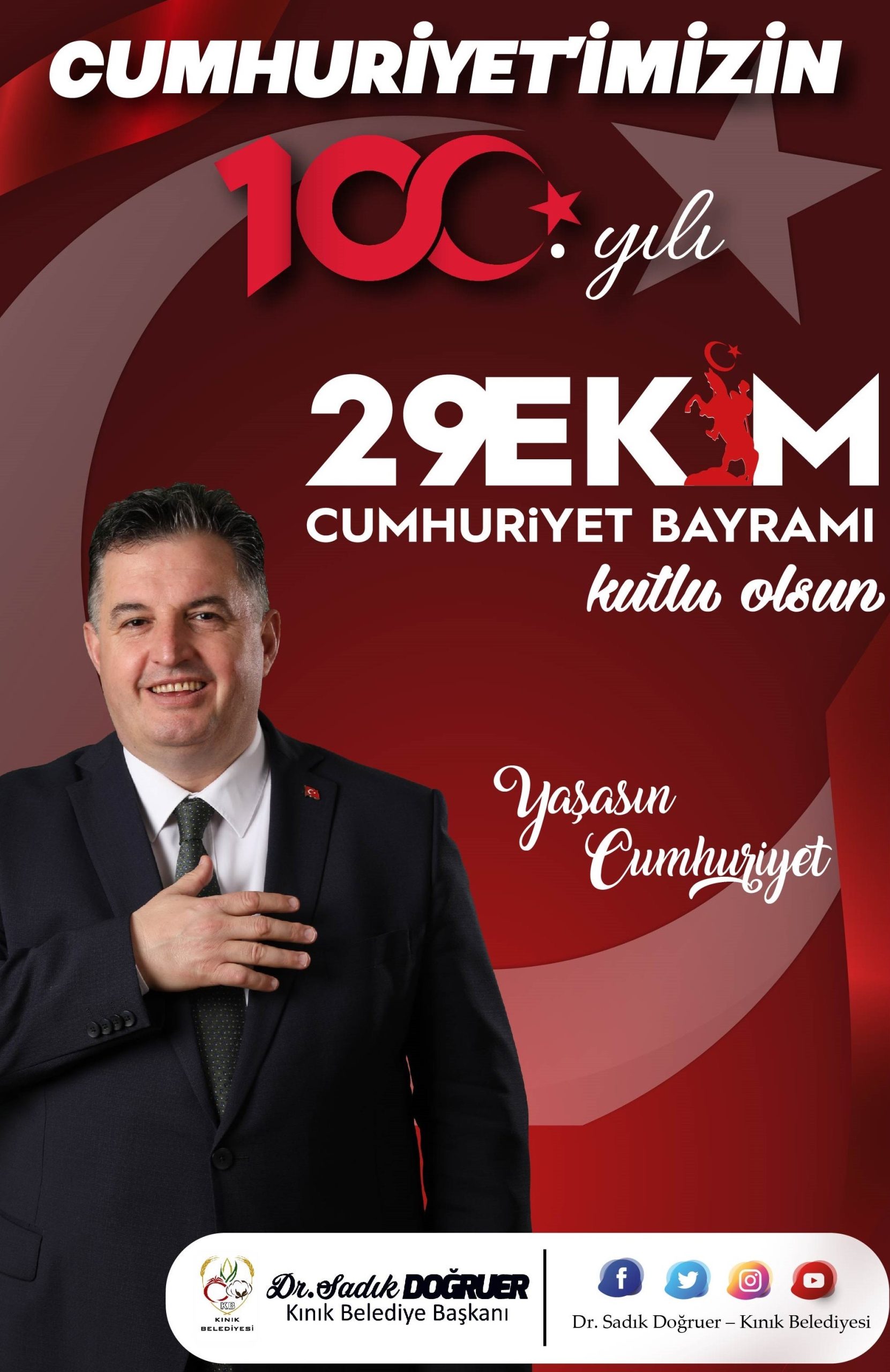 KINIK BELEDİYE BAŞKANI DR. SADIK DOĞRUER’DEN 29 EKİM CUMHURİYET BAYAMI TEBRİK MESAJI