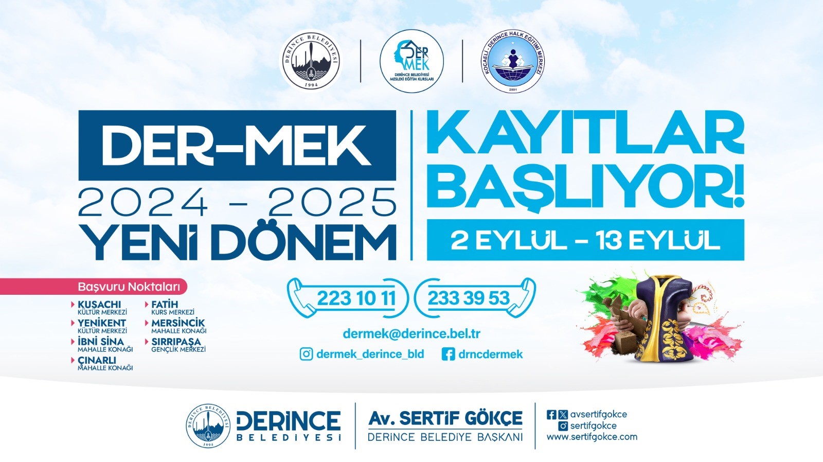 DER-MEK’te Kayıtlar 2 Eylül’de Başlıyor