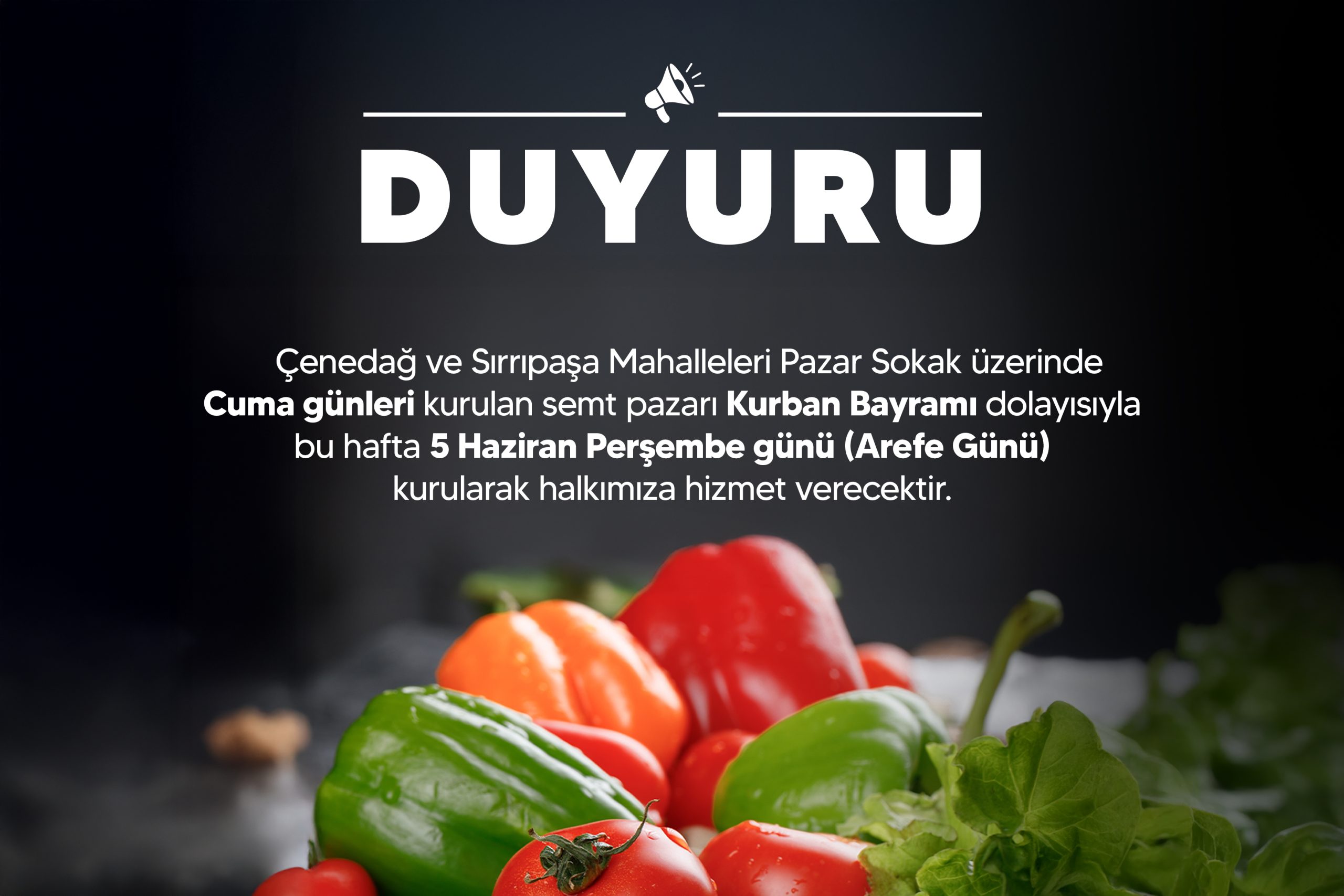 Derince Merkez Semt Pazarı Arefe Günü Kurulacak