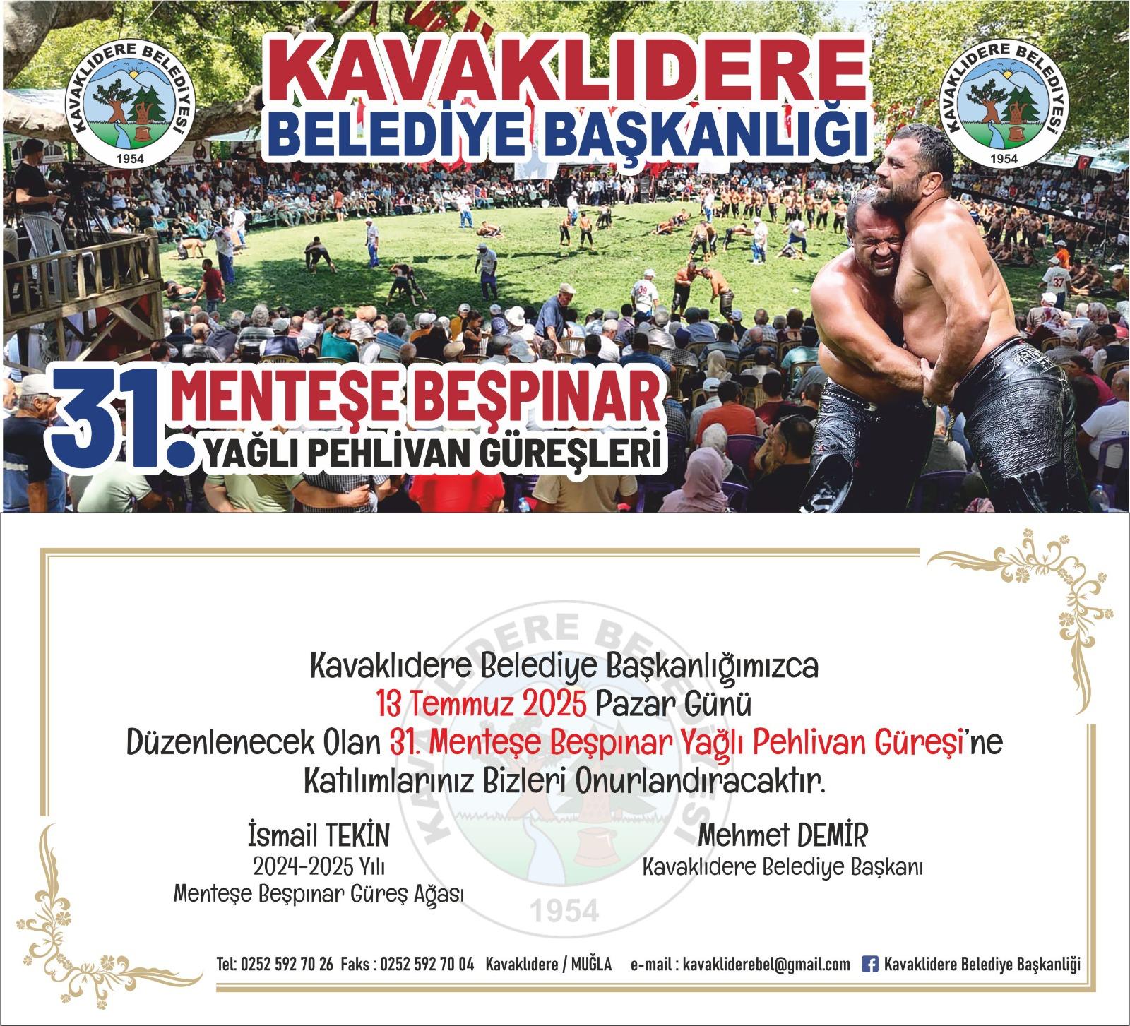 Kavaklıdere Belediyesinden Yağlı Güreş Etkinliklerine Davet