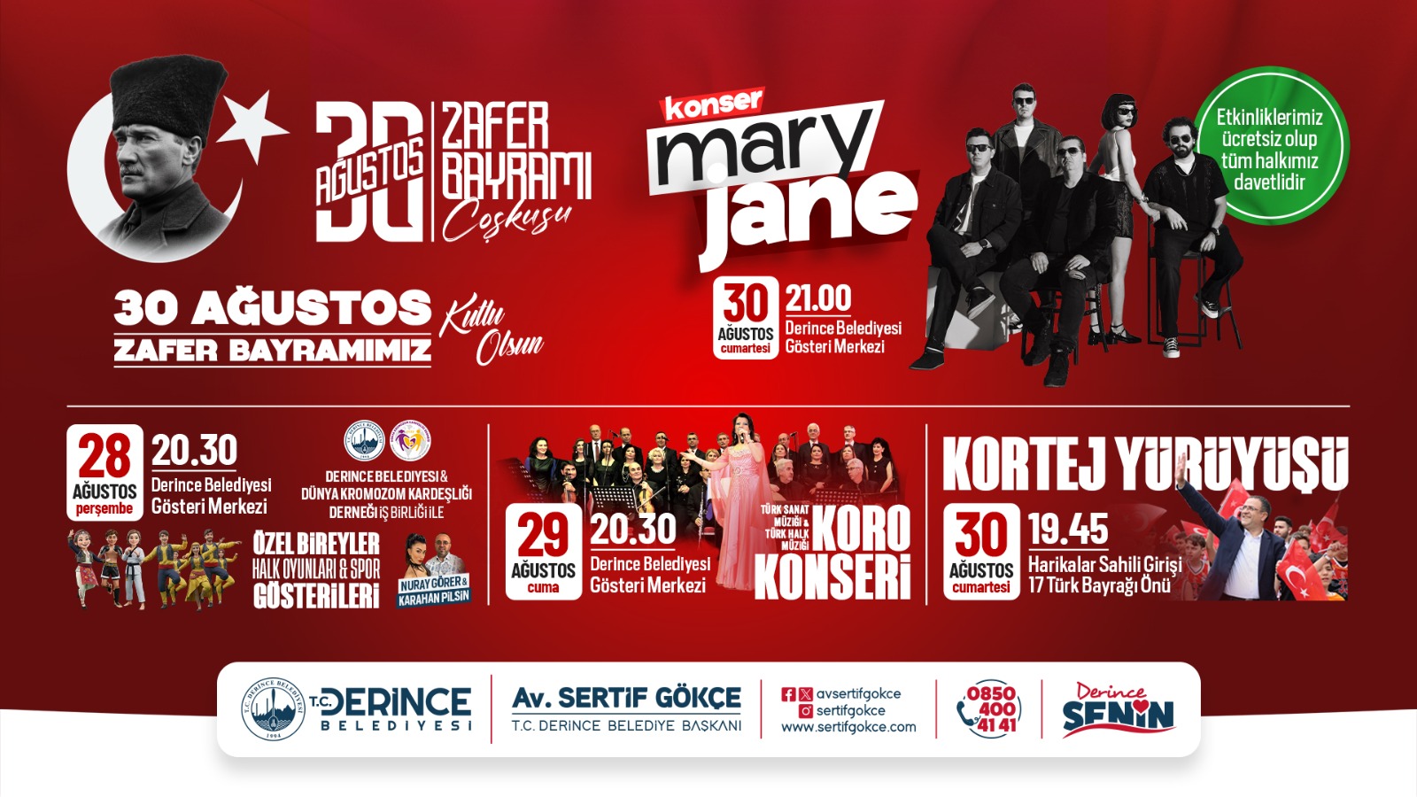 Derince’de Zafer Bayramı Üç Günlük Etkinliklerle Taçlanacak