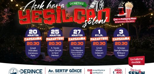 Derince’de Açık Havada Sinema Şöleni Başlıyor