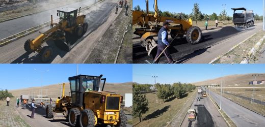 BELEDİYE EKİPLERİ’NDEN SANAYİ YOLUNDA SICAK ASFALT SERİM ÇALIŞMASI