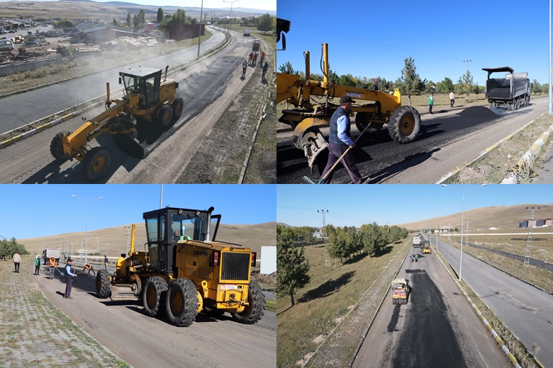 BELEDİYE EKİPLERİ’NDEN SANAYİ YOLUNDA SICAK ASFALT SERİM ÇALIŞMASI