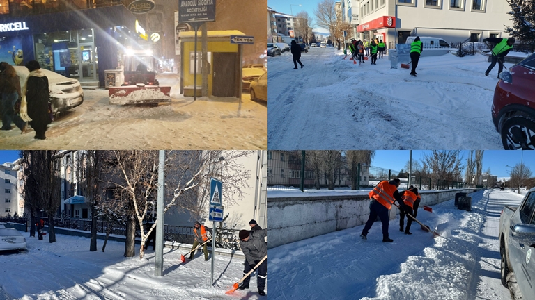 ARDAHAN BELEDİYESİ’NİN KARLA AMANSIZ MÜCADELESİ SÜRÜYOR