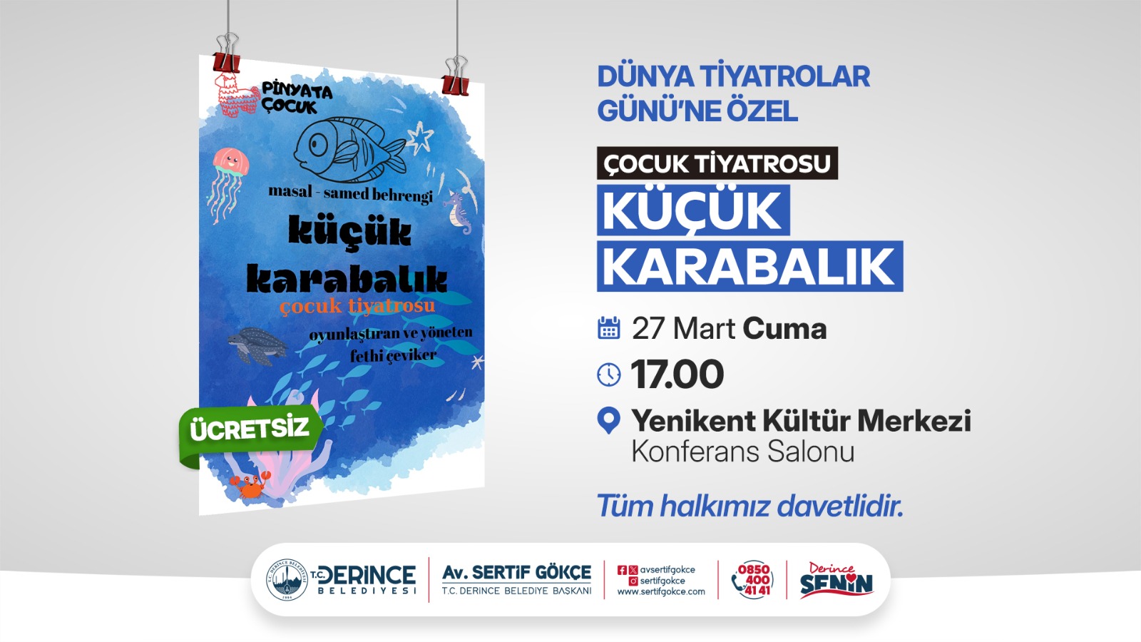 Derince’de Dünya Tiyatrolar Günü’ne Özel Etkinlik