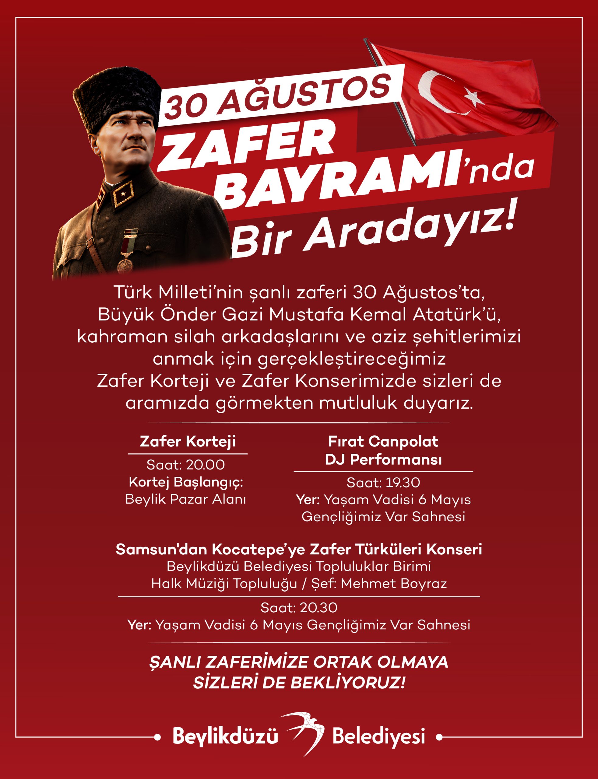 30 AĞUSTOS ZAFER BAYRAMI COŞKUYLA KUTLANACAK