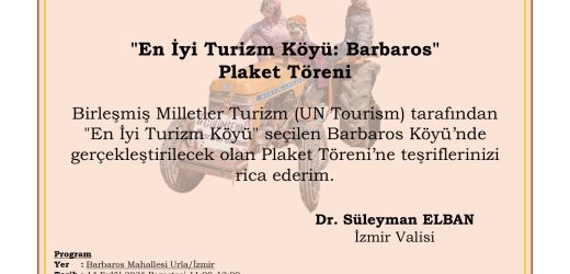 İzmir’in En İyi Turizm Köyü Plaket Törenine Davetlisiniz