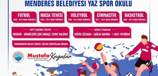 Menderes Belediyesi Yaz Spor Okulları Başlıyor